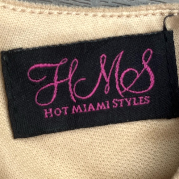 Hot Miami Styles; Nude Tone; Y2K Bodycon Dress; NWOT; Gold Tone Hardware - Picture 3 of 8